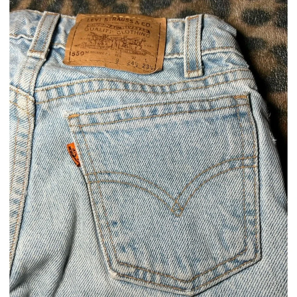 Levi's Jeans Kids Size 9 Relgular Fit 550 Denim Orange Tab Vintage